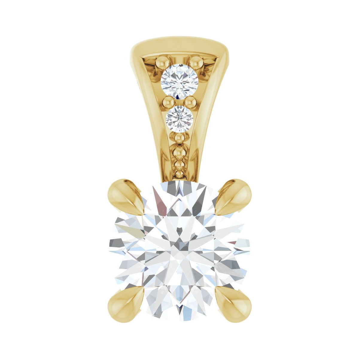 Accented Claw-Prong Pendant · 4.3 ct — 14K Yellow Gold