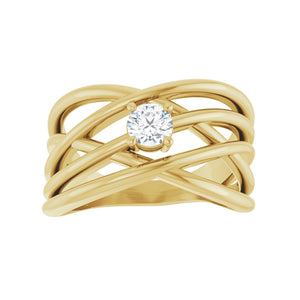 Solitaire Criss-Cross Ring · 0.25–0.5 ct — 14K Yellow Gold view 3