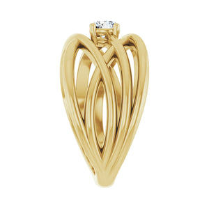 Solitaire Criss-Cross Ring · 0.25–0.5 ct — 14K Yellow Gold view 4
