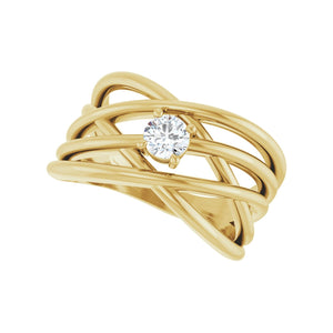 Solitaire Criss-Cross Ring · 0.25–0.5 ct — 14K Yellow Gold view 5