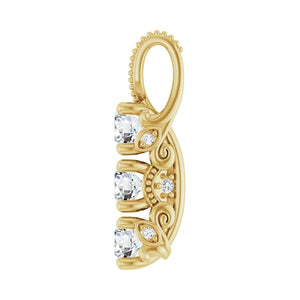 Three-Stone Pendant · 4.42 ct — 14K Yellow Gold view 3
