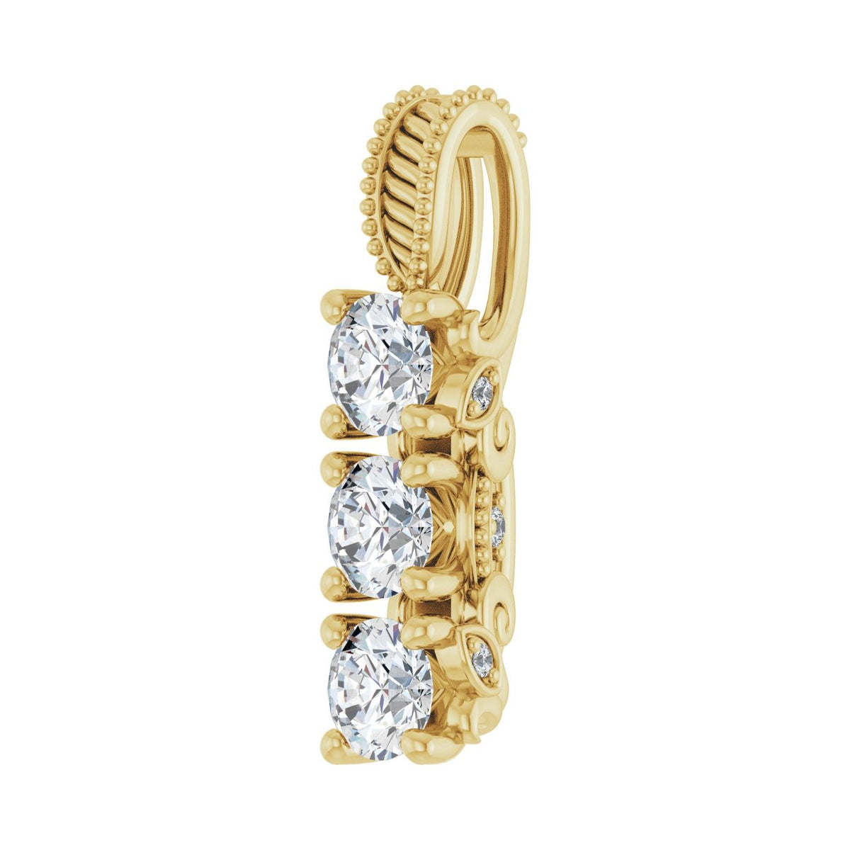 Three-Stone Pendant · 4.42 ct — 14K Yellow Gold view 2