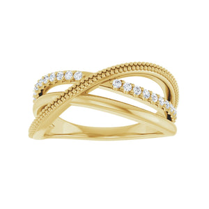 Criss-Cross Ring · 0.2 ct — 14K Yellow Gold view 3