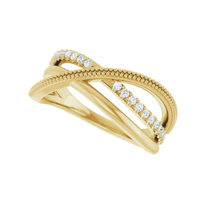 Criss-Cross Ring · 0.2 ct — 14K Yellow Gold view 5