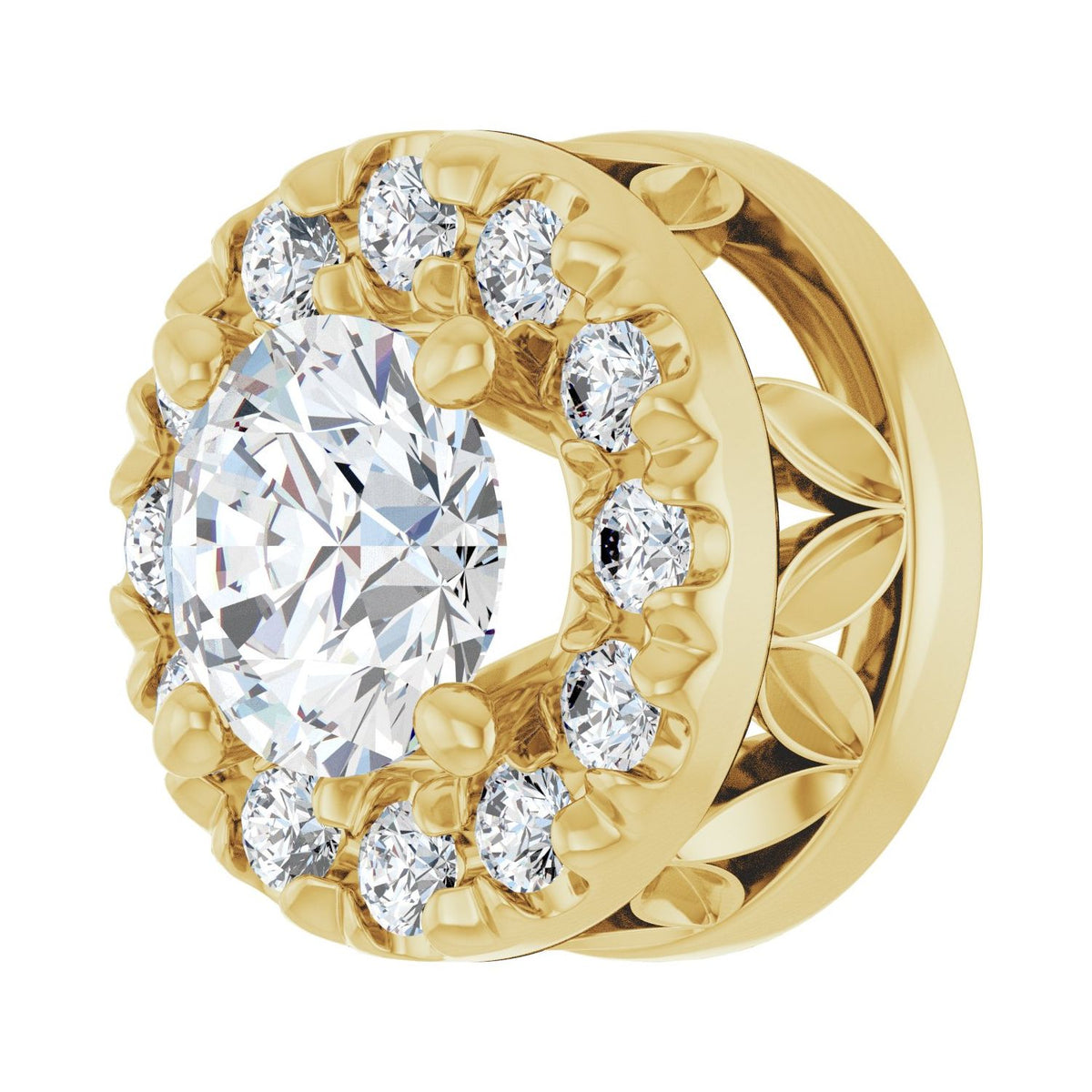 Halo-Style Pendant · 4.43 ct — 14K Yellow Gold view 2