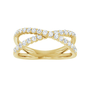 Accented Criss-Cross Ring · 0.5 ct — 14K Yellow Gold view 3