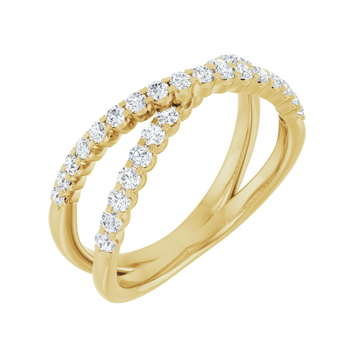 Accented Criss-Cross Ring · 0.5 ct — 14K Yellow Gold