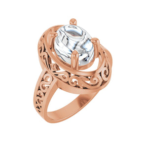 Filigree Cabochon Ring · 0.75–2 ct — 18K Rose Gold