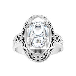 Filigree Cabochon Ring · 0.75–2 ct — 18K White Gold, detail