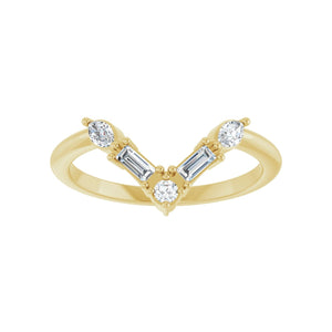 Accented V Ring · 0.25 ct — 14K Yellow Gold view 3
