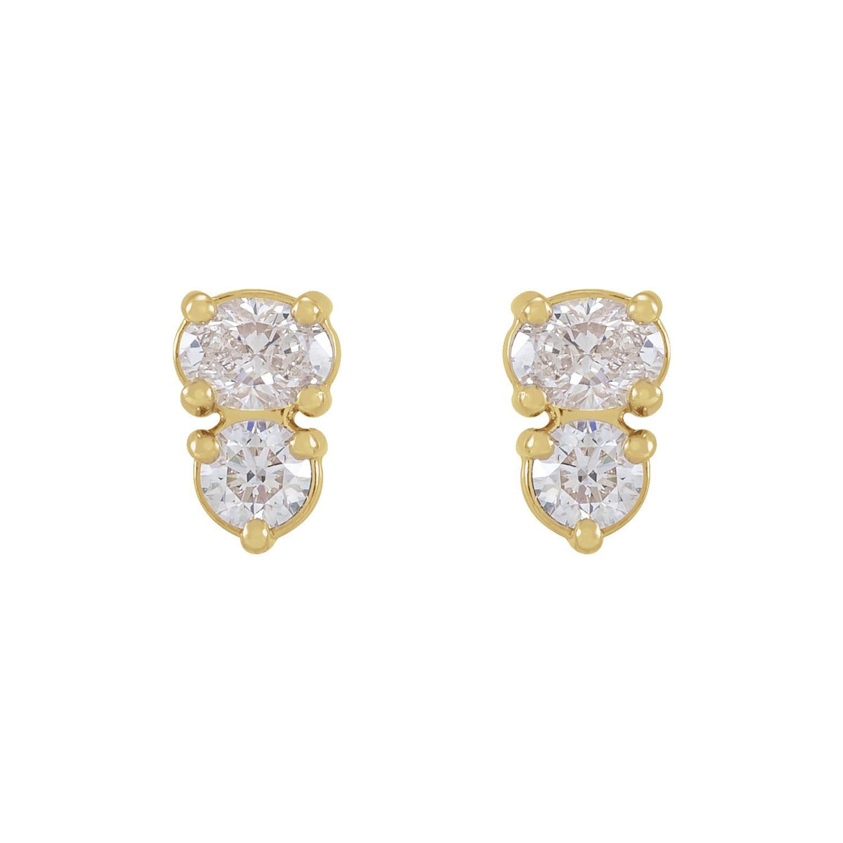 Two-Stone Earrings · 0.5 ct — 14K Yellow Gold view 2