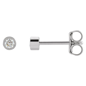 Round Micro Bezel-Set Stud Earrings · 0.01–1 ct — 14K White Gold
