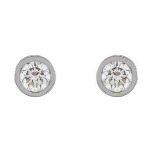 Round Micro Bezel-Set Stud Earrings · 0.01–1 ct — 14K White Gold view 2
