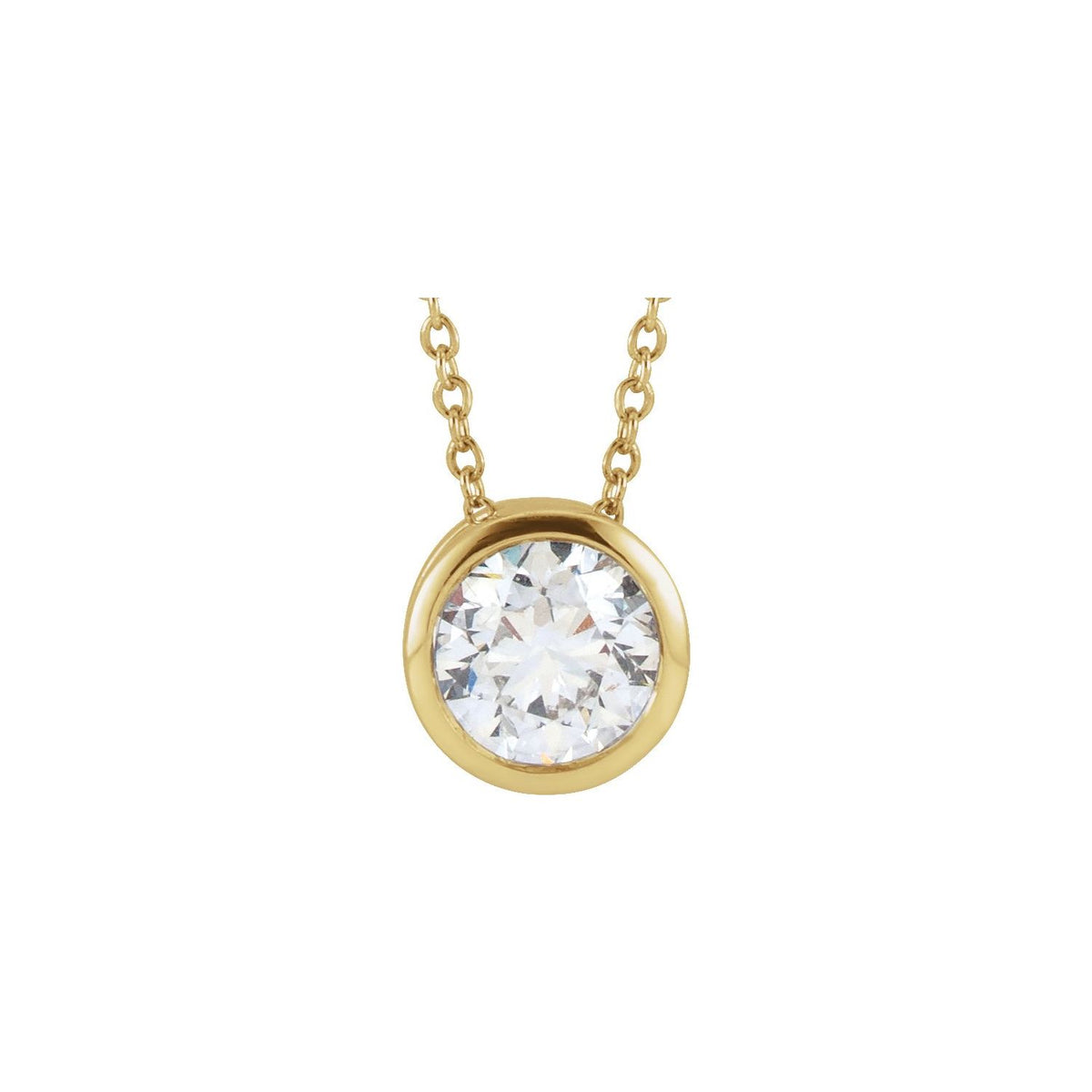 Bezel-Set Solitaire Necklace · 4.25–7.5 ct — 14K Yellow Gold