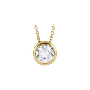Bezel-Set Solitaire Necklace · 4.25–7.5 ct — 14K Yellow Gold