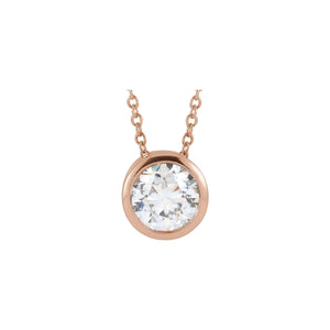 Bezel-Set Solitaire Necklace · 4.25–7.5 ct — 14K Rose Gold