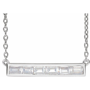 Lab-Grown Bar Necklace · 5.38 ct — 14K White Gold
