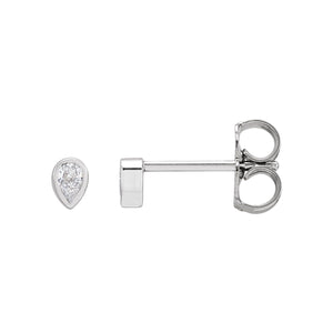 Pear Bezel-Set Stud Earrings · 0.05–0.2 ct — 14K White Gold