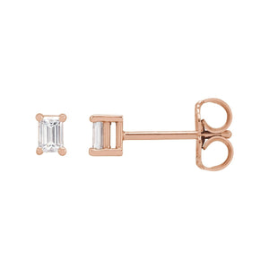 Straight Baguette 4-Prong Stud Earrings · 0.07–0.25 ct — 14K Rose Gold