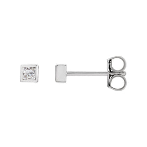 Square Bezel-Set Stud Earrings · 0.13–0.63 ct — 14K White Gold