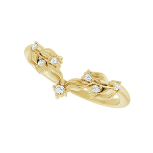 Floral Contour Band · 0.06 ct — 14K Yellow Gold view 5