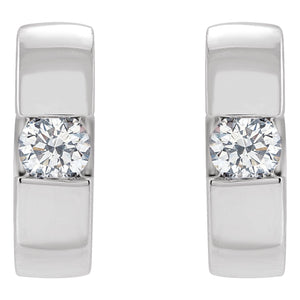 Accented Huggie Hoop Earrings · 0.13–0.33 ct — 14K White Gold view 2
