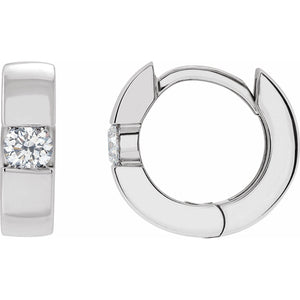 Accented Huggie Hoop Earrings · 0.13–0.33 ct — 14K White Gold