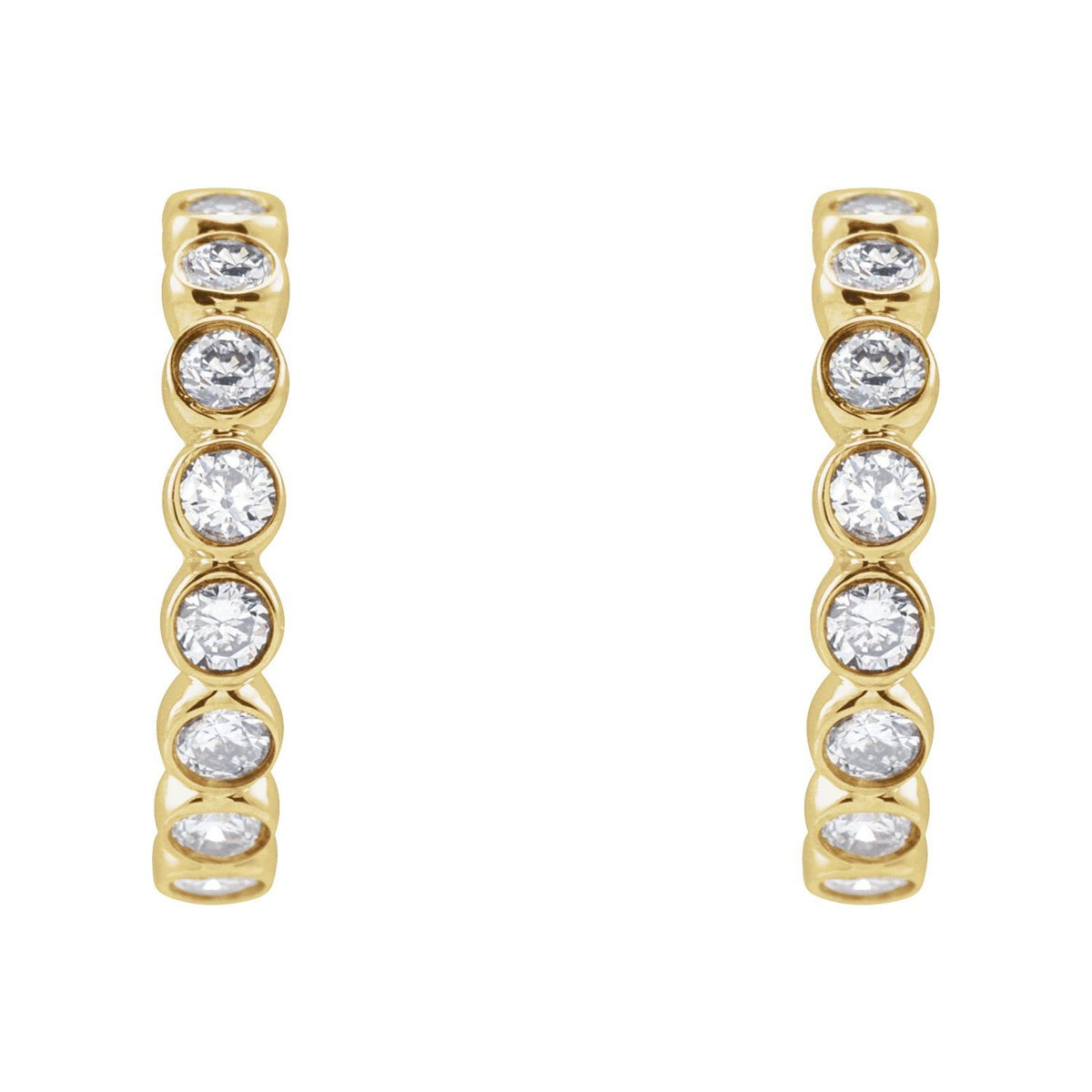 Bezel-Set Hoop Earrings · 0.33–0.38 ct — 14K Yellow Gold view 2