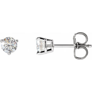 Round 3-Prong Stud Earrings · 0.5–1 ct — 14K White Gold