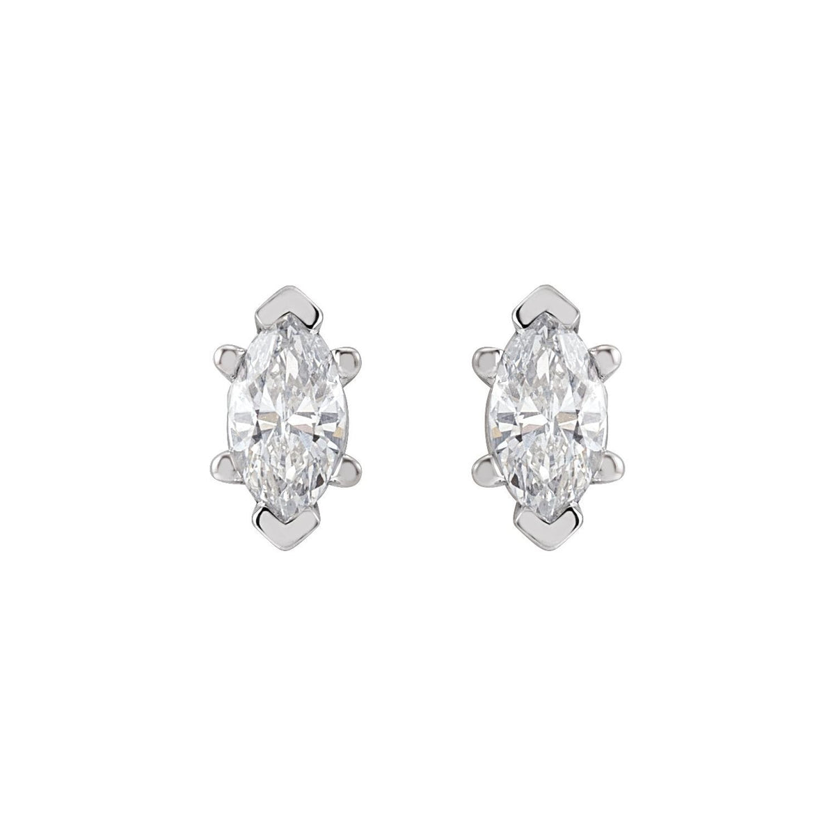 Marquise 6-Prong V-End Stud Earrings · 0.38–0.5 ct — 14K Yellow Gold view 2