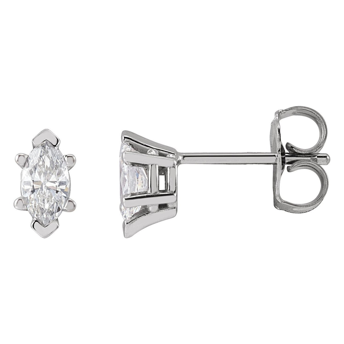 Marquise 6-Prong V-End Stud Earrings · 0.38–0.5 ct — 14K Yellow Gold