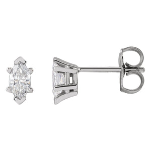 Marquise 6-Prong V-End Stud Earrings · 0.38–0.5 ct — 14K Yellow Gold