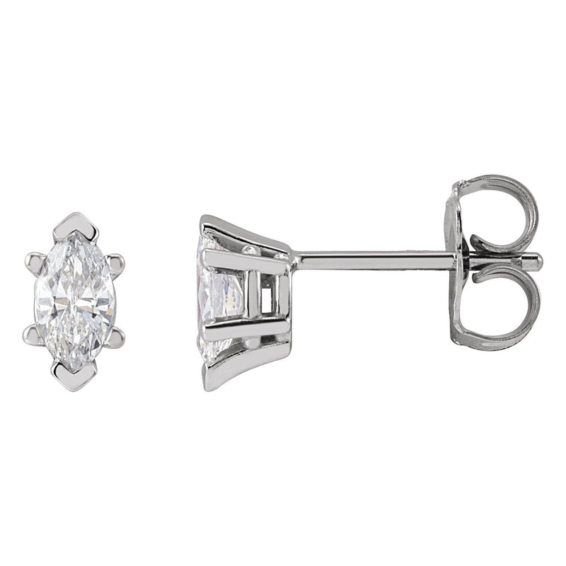 Marquise 6-Prong V-End Stud Earrings · 0.38–0.5 ct — 14K Yellow Gold
