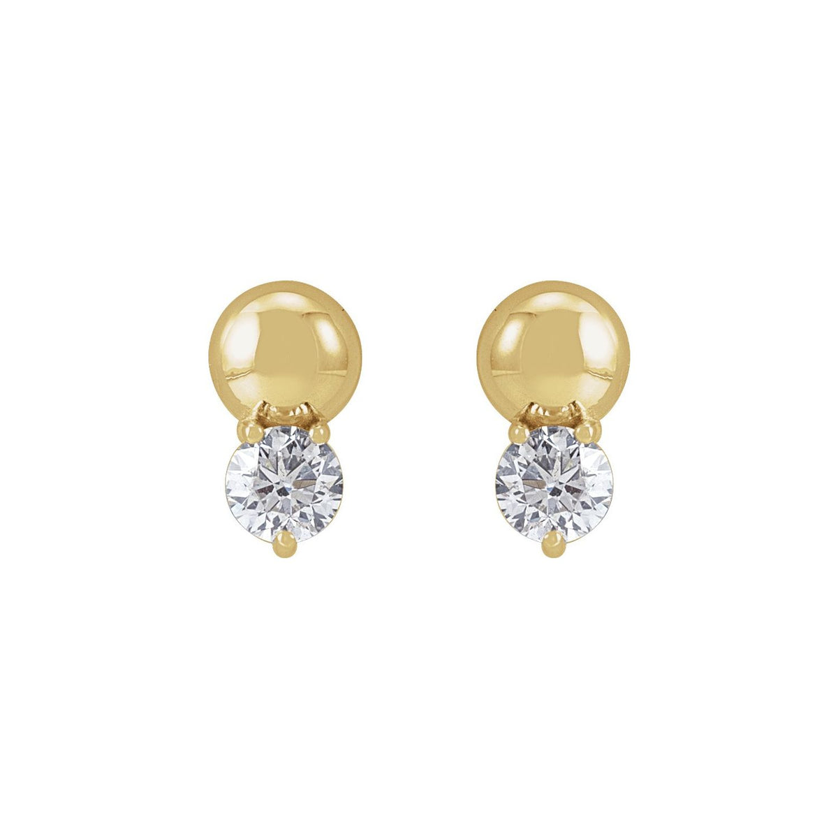Accented Bead Earrings · 0.33 ct — 14K Yellow Gold view 2