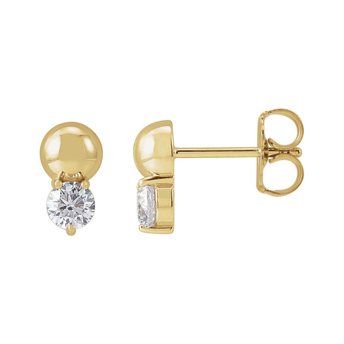 Accented Bead Earrings · 0.33 ct — 14K Yellow Gold