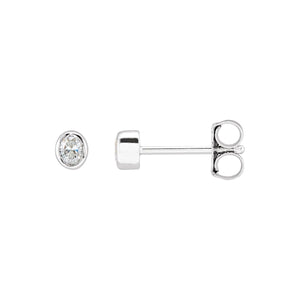 Oval Bezel-Set Stud Earrings · 0.1–0.33 ct — 14K White Gold