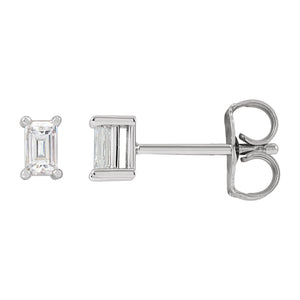 Straight Baguette 4-Prong Stud Earrings · 0.07–0.25 ct — 14K White Gold