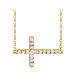 Lab-Grown Diamond Sideways Cross Necklace · 1.47 ct — 14K Yellow Gold