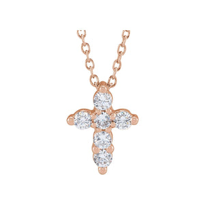 Lab-Grown Diamond Cross Necklace · 2.45–4.65 ct — 14K Rose Gold