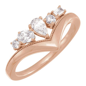 Lab-Grown Diamond V Ring · 0.5 ct — 14K Rose Gold