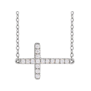 Lab-Grown Diamond Sideways Cross Necklace · 1.47 ct — 14K White Gold