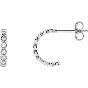 Bezel-Set Hoop Earrings · 0.33–0.38 ct — 14K White Gold