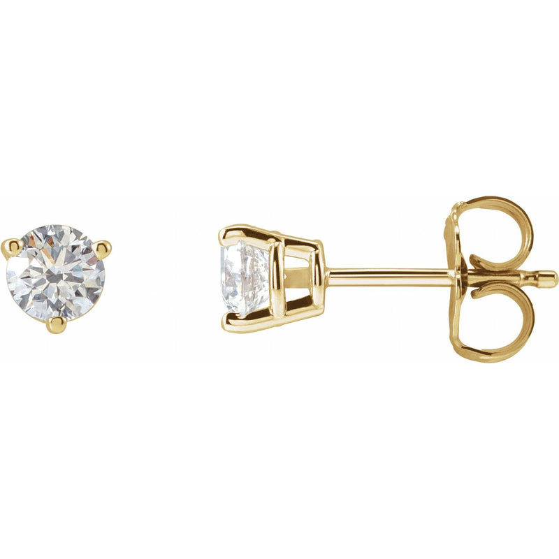 Round 3-Prong Stud Earrings · 0.5–1 ct — 14K Yellow Gold