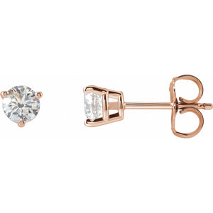 Round 3-Prong Stud Earrings · 0.5–1 ct — 14K Rose Gold