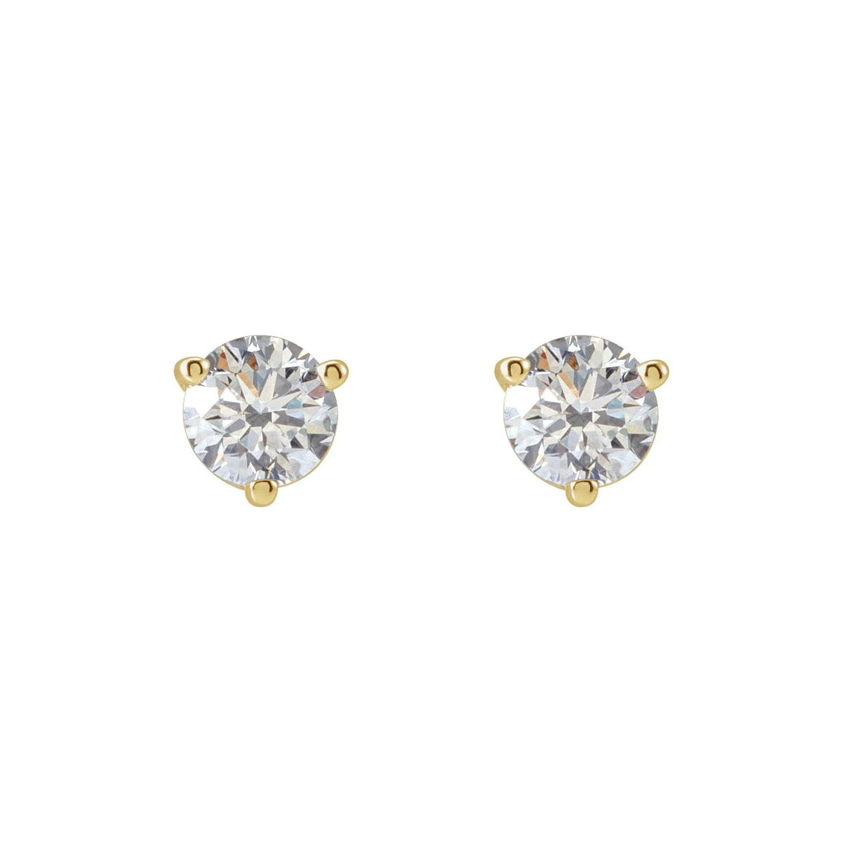 Round 3-Prong Stud Earrings · 0.5–1 ct — 14K Yellow Gold view 2