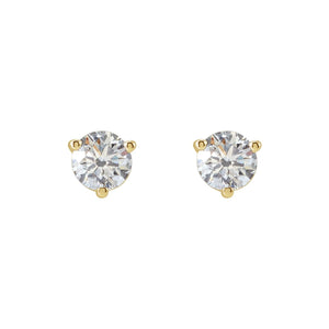 Round 3-Prong Stud Earrings · 0.5–1 ct — 14K Yellow Gold view 2