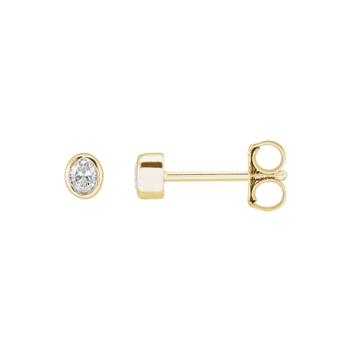 Oval Bezel-Set Stud Earrings · 0.1–0.33 ct — 14K Yellow Gold