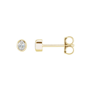 Oval Bezel-Set Stud Earrings · 0.1–0.33 ct — 14K Yellow Gold