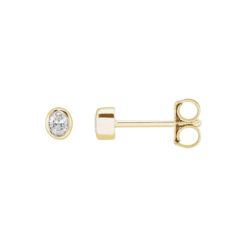 Oval Bezel-Set Stud Earrings · 0.1–0.33 ct — 14K Yellow Gold