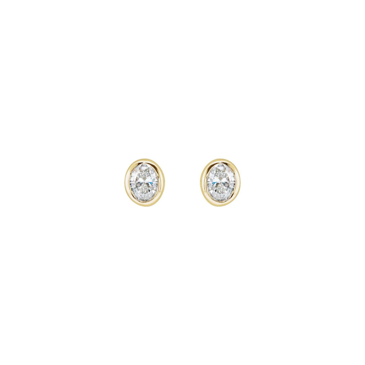 Oval Bezel-Set Stud Earrings · 0.1–0.33 ct — 14K Yellow Gold view 2